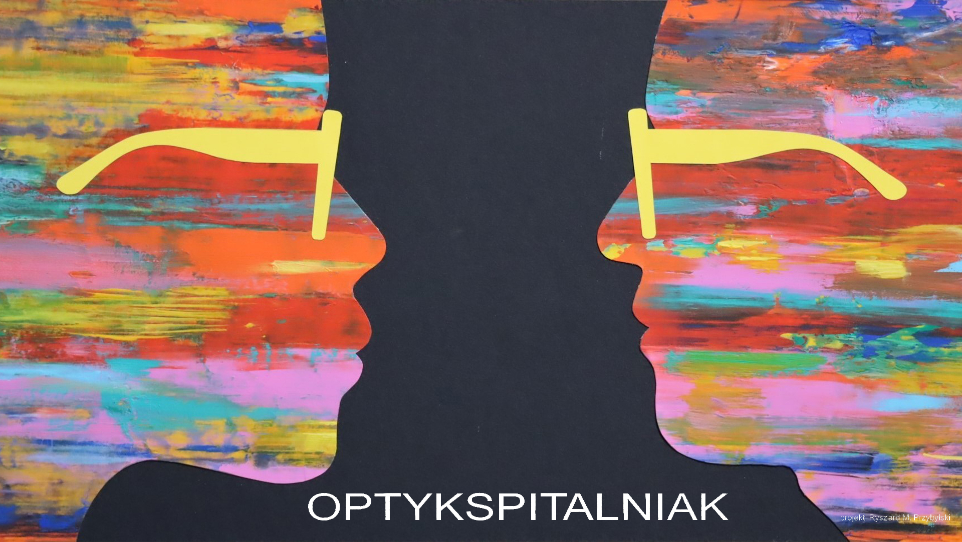 Optyk Spitalniak — kolorowe sylwetki z żółtymi okularami